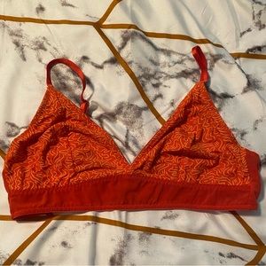 BootayBag orange squiggle bralette with mesh detail, size M